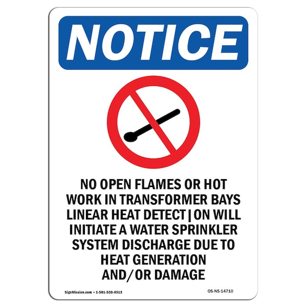 OSHA Sign, No Open Flames Or With Symbol, 5in X 3.5in Decal, 10PK, 3.5" W, 5" H, Portrait, PK10